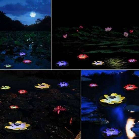 Lotus LED Solar Lamp Waterproof Pool Light for Landscape Garden Decor
