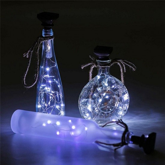 Outdoor 1M 10LED Square Bottle Cork Copper Wire Fairy String Light Solar Powered Christmas Holiday Party Lamp