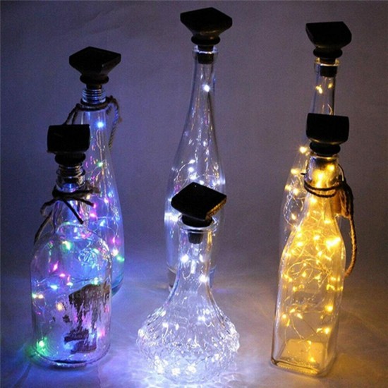 Outdoor 1M 10LED Square Bottle Cork Copper Wire Fairy String Light Solar Powered Christmas Holiday Party Lamp