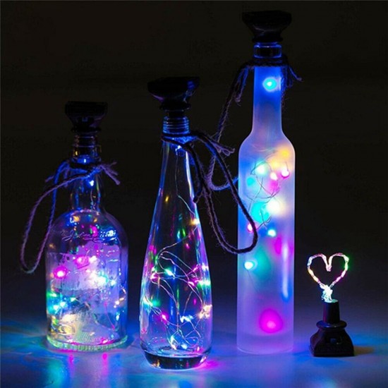 Outdoor 1M 10LED Square Bottle Cork Copper Wire Fairy String Light Solar Powered Christmas Holiday Party Lamp