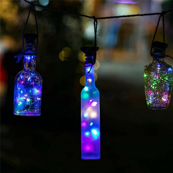 Outdoor 1M 10LED Square Bottle Cork Copper Wire Fairy String Light Solar Powered Christmas Holiday Party Lamp