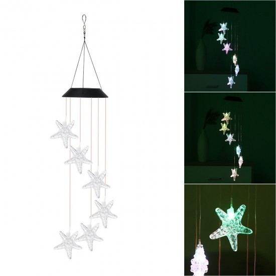 Outdoor LED Solar Powered Wind Chime Light Color Changing Waterproof Yard Garden Lamp Decor