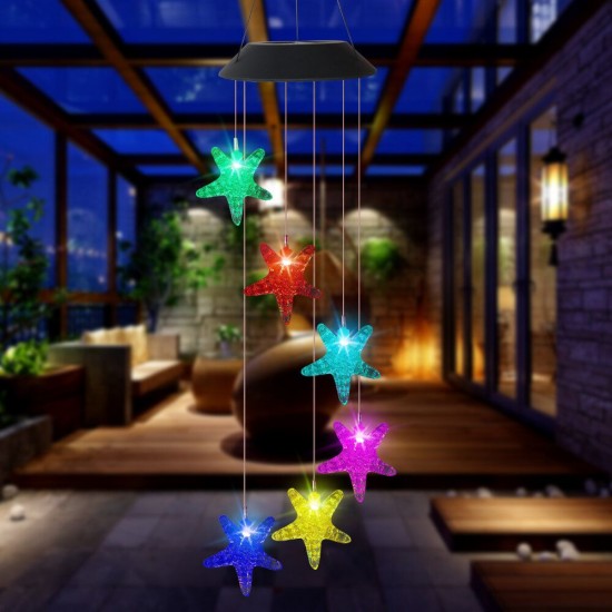 Outdoor LED Solar Powered Wind Chime Light Color Changing Waterproof Yard Garden Lamp Decor