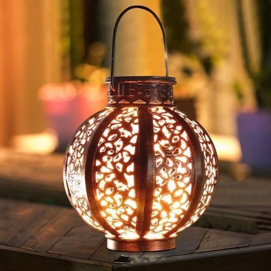 Outdoor Solar Powered LED Lantern Light Hanging Waterproof Garden Lamp Decor for Yard Tree Fence