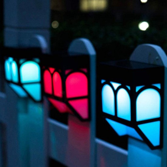 RGB LED Solar Wall Street Light Automatic Lamp Waterproof Outdoor Garden
