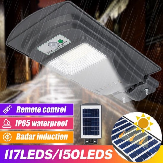 Radar Sensor 117/150LED Solar Panel Street Light Waterproof Outdoor Garden Wall Lamp with Remote Control