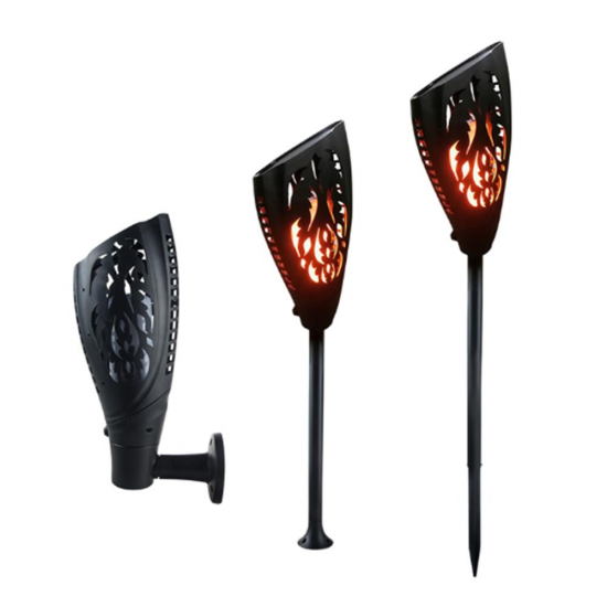 Solar 5W LED Warm White Flame Light Waterproof For Outdoor Garden Path Lawn Wall Landscape Lamp