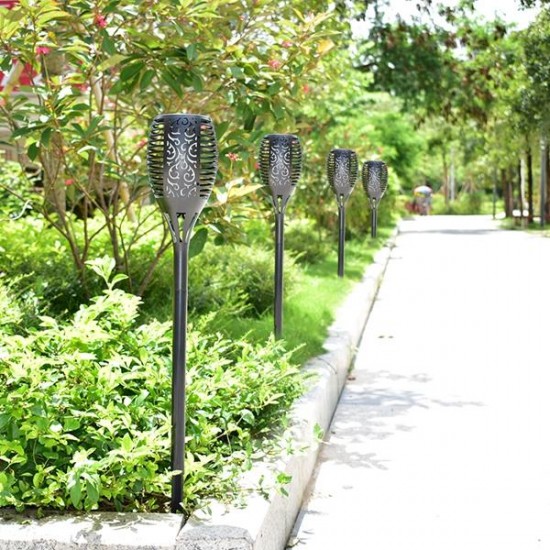 Solar 96 LED Flickering Flame Torche Light Waterproof Outdoor Landscape Decor for Garden Lawn