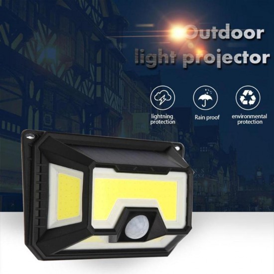 Solar COB PIR Motion Sensor Light 4 Sides Waterproof Outdoor Emergency Garden Security Wall Lamp
