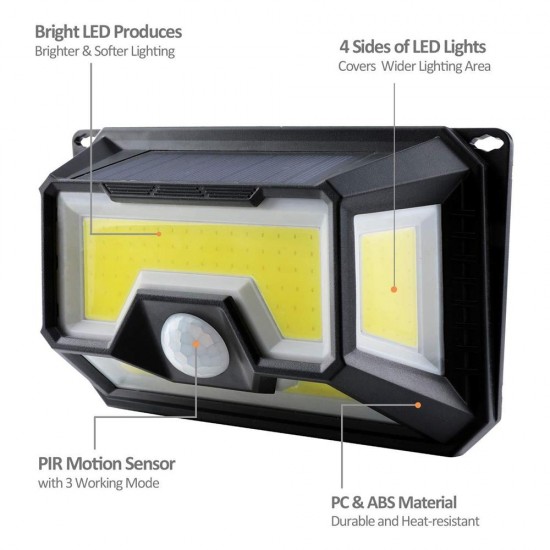 Solar COB PIR Motion Sensor Light 4 Sides Waterproof Outdoor Emergency Garden Security Wall Lamp Solar COB PIR Motion Sensor Light 4 Sides Waterproof Outdoor Emergency Garden Security Wall Lamp