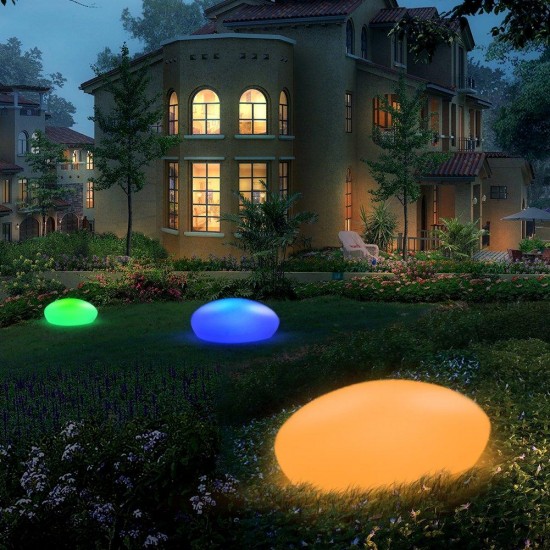 Solar Glow CobblShape Garden Decor Light Outdoor RGB Lawn Light with Remote