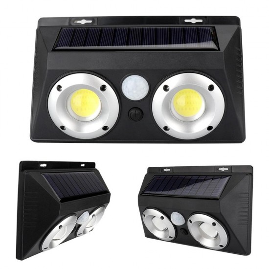 Solar Power 2 COB LED PIR Motion Sensor Wall Light for Outdoor Garden Pathway Fence Lamp