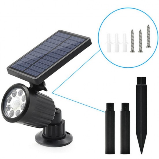 Solar Power 8 LED PIR Motion Sensor Spot Light Outdoor Waterproof Garden Lawn Wall Lamp