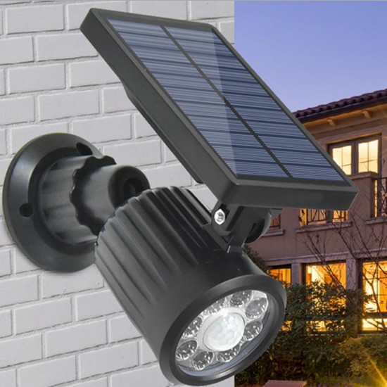 Solar Power 8 LED PIR Motion Sensor Spot Light Outdoor Waterproof Garden Lawn Wall Lamp