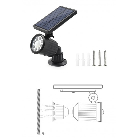 Solar Power 8 LED PIR Motion Sensor Spot Light Outdoor Waterproof Garden Lawn Wall Lamp