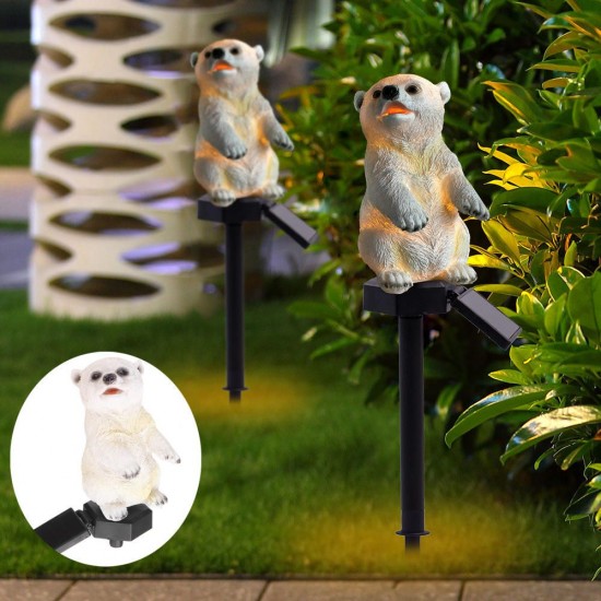 Solar Power Polar Bear Lawn Dector Garden Stake Landscape Lamp Outdoor Light