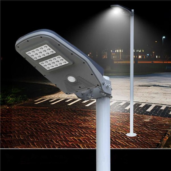 Solar Powered PIR Motion Sensor 30LED Street Light Waterproof Outdoor Wall Lamp with Remote