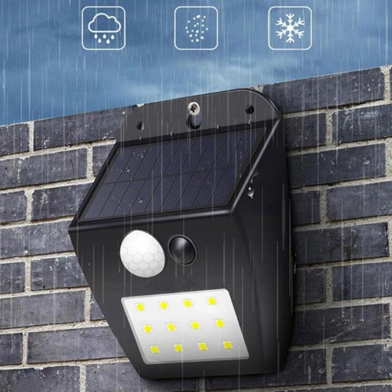 Solar Powered 12 LED PIR Motion Sensor Wall Light Ourdoor Waterproof Garden Courtyard Security Lamp 3 Lighting Modes
