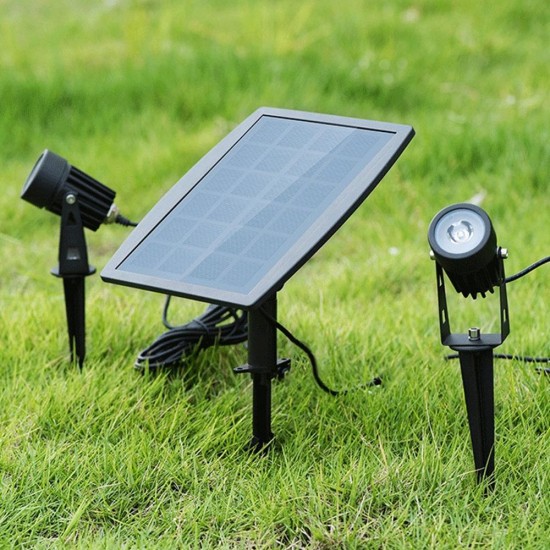 Solar Powered 2 in 1 LED Light Waterproof Light-controlled Sensor Spotlights Outdoor Garden Lawn Yard Porch Walkway Lamps
