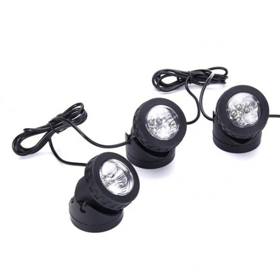 Solar Powered 3 Underwater Spotlights Waterproof IP68 LED Outdoor Garden Pool Pond Landscape Lights