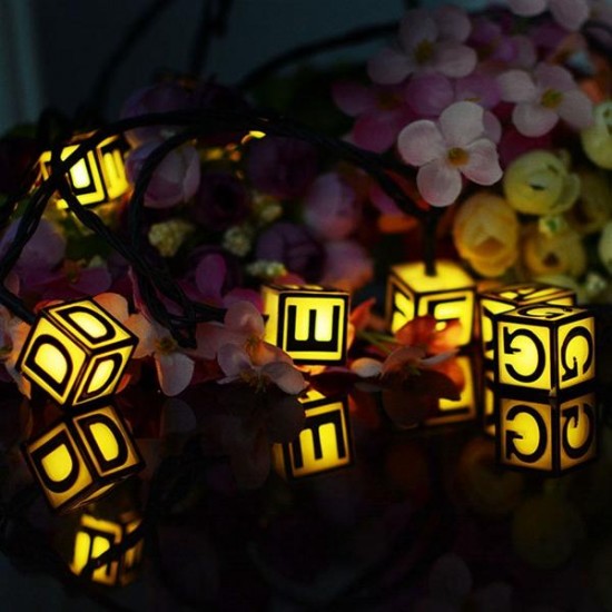 Solar Powered 30 LED ICE Letter String Light for Christmas Garden Patio Wedding Party Decor