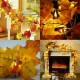 Solar Powered 6.5M 30LED Fall Maple Leaves Garland Fairy Light Outdoor Garden Lawn Lamp