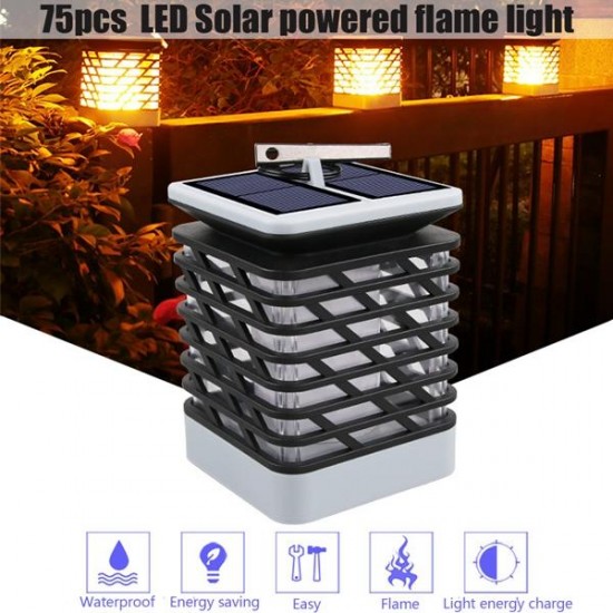 Solar Powered 75 LED Flame Lawn Lamp Waterproof Outdoor Garden Landscape Yard Decor