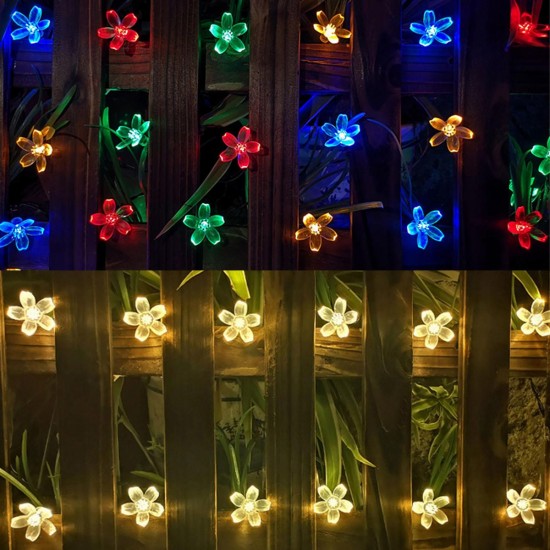 Solar Powered 7M LED Sakura Flower String Light Long Bright + Single Mode/7 Modes Outdoor Garden Blossom Lamp Solar Powered 7M LED Sakura Flower String Light Long Bright + Single Mode/7 Modes Outdoor Garden Blossom Lamp
