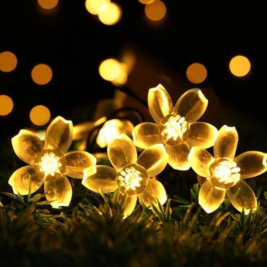 Solar Powered 7M LED Sakura Flower String Light Long Bright + Single Mode/7 Modes Outdoor Garden Blossom Lamp Solar Powered 7M LED Sakura Flower String Light Long Bright + Single Mode/7 Modes Outdoor Garden Blossom Lamp