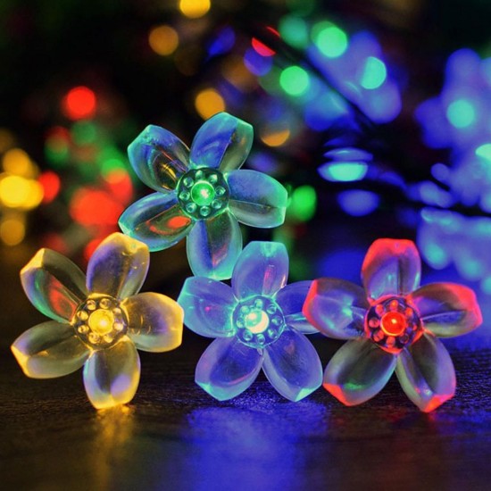 Solar Powered 7M LED Sakura Flower String Light Long Bright + Single Mode/7 Modes Outdoor Garden Blossom Lamp Solar Powered 7M LED Sakura Flower String Light Long Bright + Single Mode/7 Modes Outdoor Garden Blossom Lamp