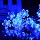 Solar Powered 7M LED Sakura Flower String Light Long Bright + Single Mode/7 Modes Outdoor Garden Blossom Lamp