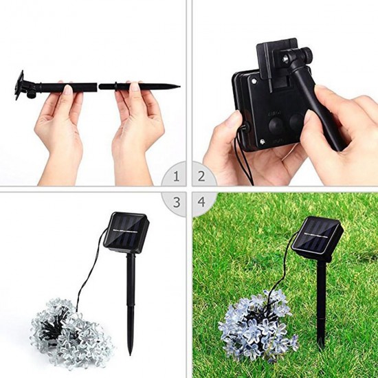 Solar Powered 7M LED Sakura Flower String Light Long Bright + Single Mode/7 Modes Outdoor Garden Blossom Lamp Solar Powered 7M LED Sakura Flower String Light Long Bright + Single Mode/7 Modes Outdoor Garden Blossom Lamp