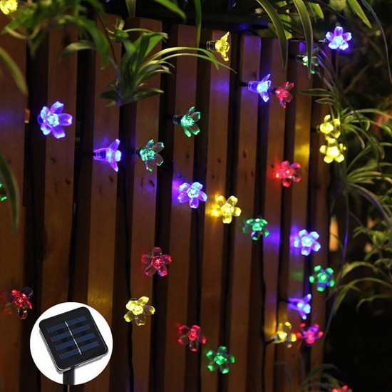 Solar Powered 7M LED Sakura Flower String Light Long Bright + Single Mode/7 Modes Outdoor Garden Blossom Lamp Solar Powered 7M LED Sakura Flower String Light Long Bright + Single Mode/7 Modes Outdoor Garden Blossom Lamp