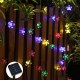 Solar Powered 7M LED Sakura Flower String Light Long Bright + Single Mode/7 Modes Outdoor Garden Blossom Lamp