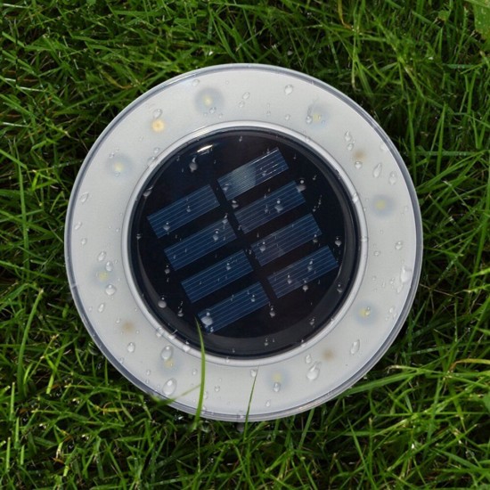 Solar Powered 8 LED Buried Lamp Round Underground Light Waterproof Outdoor Pathway Garden Yard Lawn