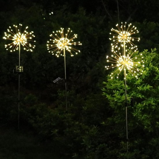 Solar Powered 8 Modes 120 LED Firework Starburst String Light Outdoor Waterproof Lawnscape Lamp DC3V