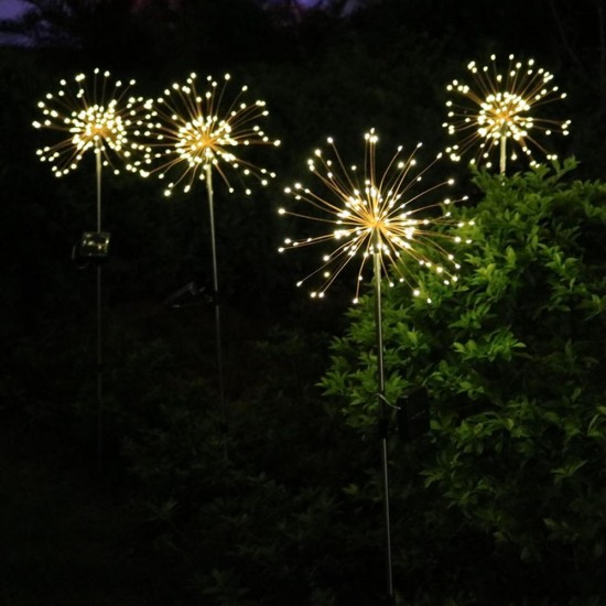 Solar Powered 8 Modes 120 LED Firework Starburst String Light Outdoor Waterproof Lawnscape Lamp DC3V