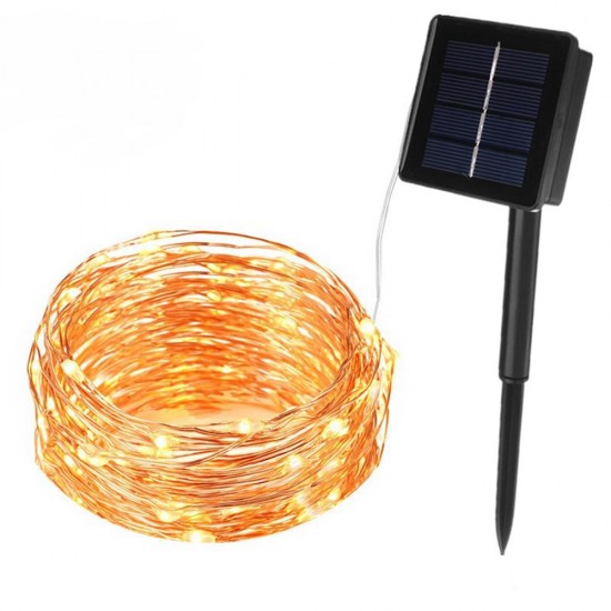 Solar Powered 8 Modes Waterpoof Warm White 200LED Tree Vine Copper Wire String Fairy Holiday Christmas Tree Decorations Lights