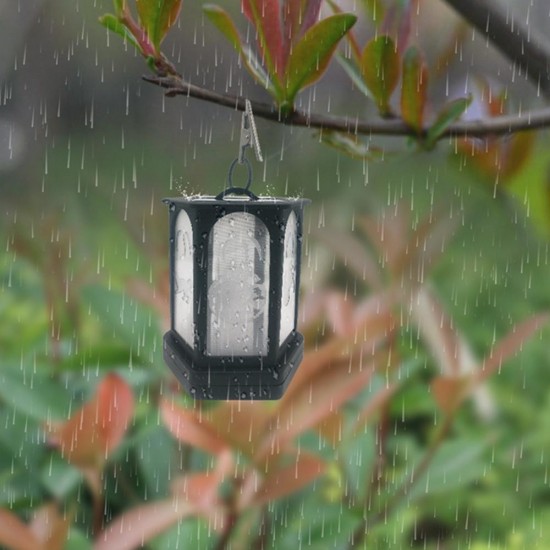 Solar Powered 96 LED Flame Effect Hanging Lantern Light Outdoor Waterproof Garden Lawn Tree Decor
