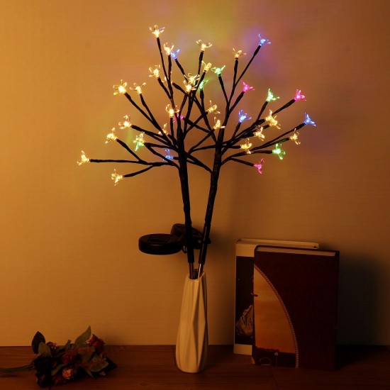 Solar Powered Cherry Blossom Tree Branch Outdoor Waterproof LED String Holiday Light for Patio Decor