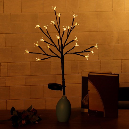 Solar Powered Cherry Blossom Tree Branch Outdoor Waterproof LED String Holiday Light for Patio Decor