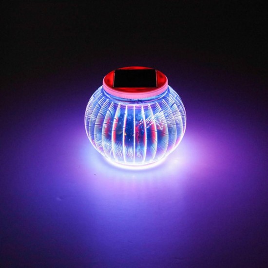 Solar Powered Colorful 3D Lantern Light Sensor LED Lawn Lamp for Garden Yard Outdoor