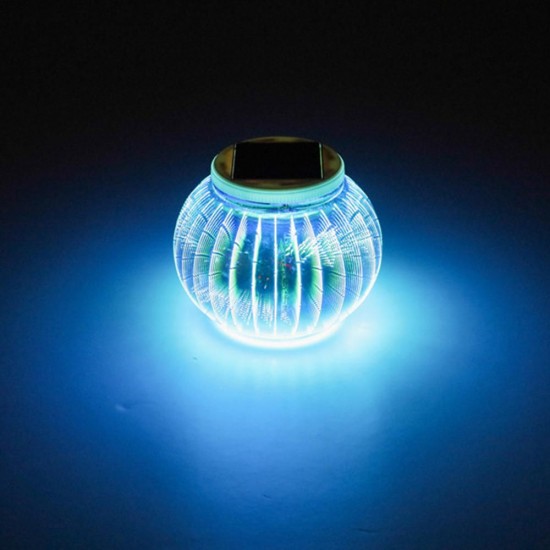 Solar Powered Colorful 3D Lantern Light Sensor LED Lawn Lamp for Garden Yard Outdoor