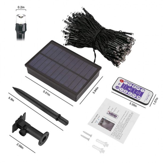 Solar Powered Dimmable 17M 8 Modes Timer 100 LED Fairy String Light Christmas Decor Remote Control Solar Powered Dimmable 17M 8 Modes Timer 100 LED Fairy String Light Christmas Decor Remote Control