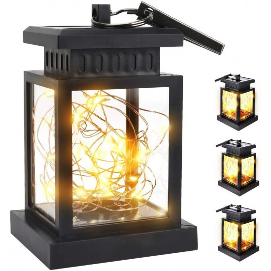 Solar Powered LED Lantern Hanging Light Candle / Copper Wire Yard Outdoor Garden Lamp