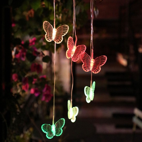 Solar Powered LED Wind Chime Light Color Changing Garden Lamp Outdoor Tree Decor