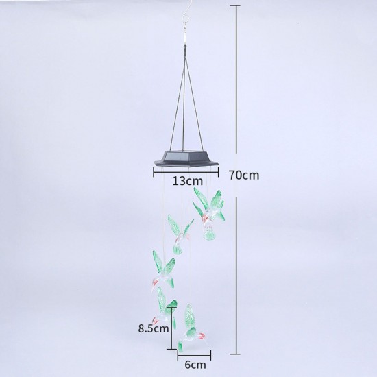 Solar Powered LED Wind Chime Light Color Changing Garden Lamp Outdoor Tree Decor