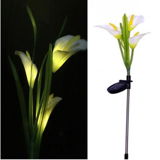 Solar Powered Lily Flower Garden Stake Landscape Lamp Outdoor Yard LED Light Decor