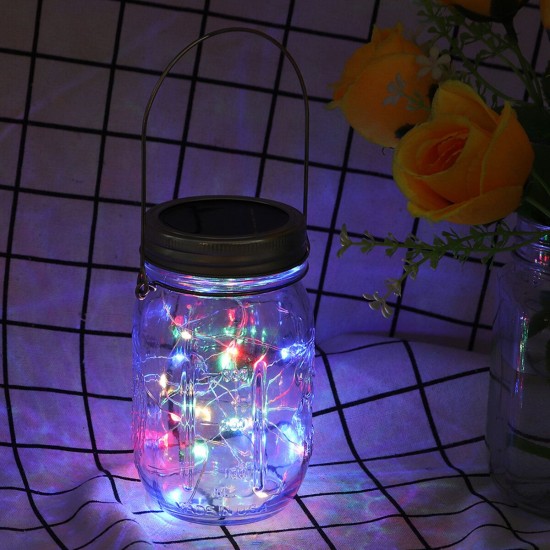 Solar Powered Mason Jar Lid 20LEDs Fairy String Light Hanging Party Garden Home Decor