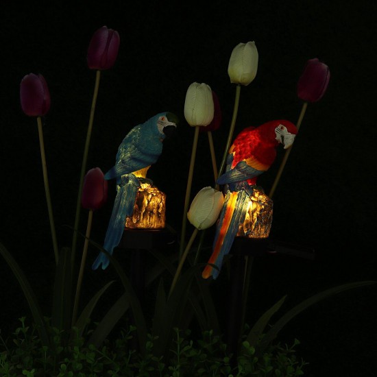 Solar Powered Parrot LED Landscape Lamp Waterproof Garden Outdoor Path Light